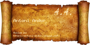 Antoni Andor névjegykártya